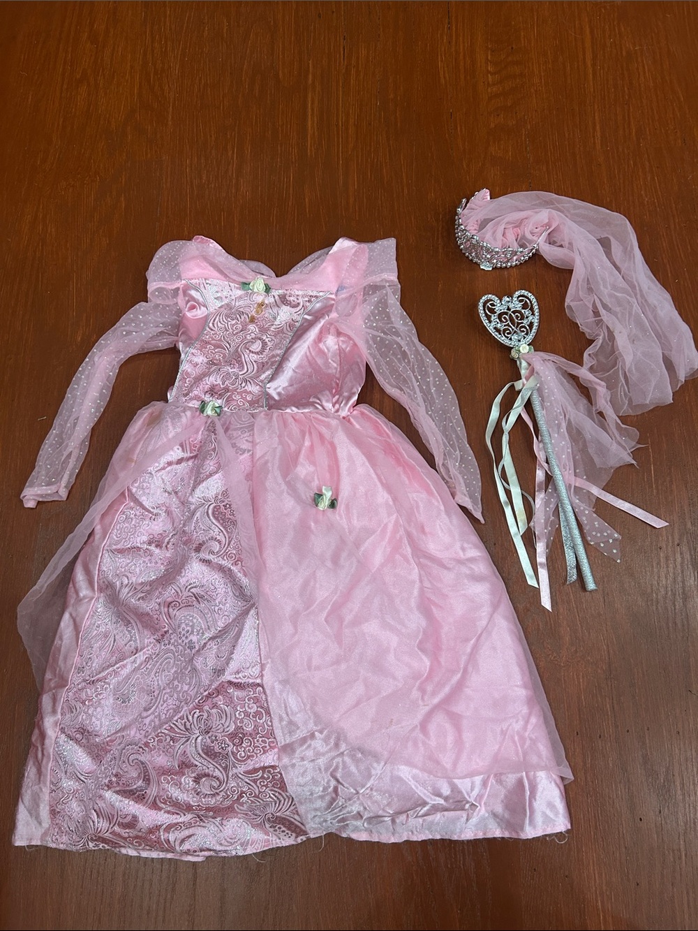 The Children's Place Sparkly Pink Princess Costume, Heart Wand and Tiara